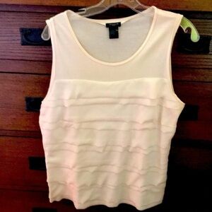 Ann Taylor Tank size L Off White Sheer layered Ruffle front Spring Summer